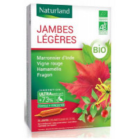 Vigne Rouge Marronnier d'inde Hamamelis Jambes légères Bio 20 Ampoules 10ml - Naturland antioxydants Aromatic provence