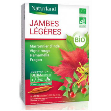 Vigne Rouge Marronnier d'inde Hamamelis Jambes légères Bio 20 Ampoules de 10ml - Naturland