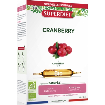 Cranberry bio 20 ampoules 15ml - Super Diet