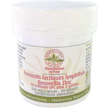 Ferments lactiques lyophilisés Boswellia Zinc MICI 60 Gélules - Herboristerie de paris