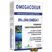 Omegacoeur EPA DHA 60 capsules - Holistica oméga 3 ail germe de blé Cardio Aromatic provence