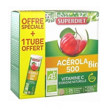 Acérola bio 500 1 tube offert soit 36 comprimés - Super Diet