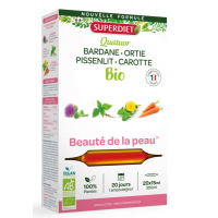 Quatuor Bbeauté de la peau bio 20 ampoules de 15ml - Super Diet Bardane Pissenlit Ortie Carotte Aromatic provence