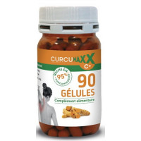 Curcumaxx 95 pour cent de curcuminoïdes 90 gélules - Biocible curcumine pipérine gingérols silicium Aromtic provence