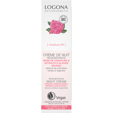 Crème nuit régénérante rose de Damas bio et Kalpariane 30ml - Logona