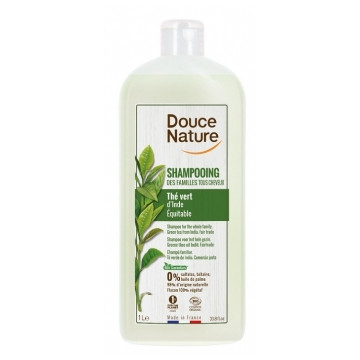 Shampoing des familles sans sulfates tous cheveux Thé vert d'Inde 1L - Douce Nature