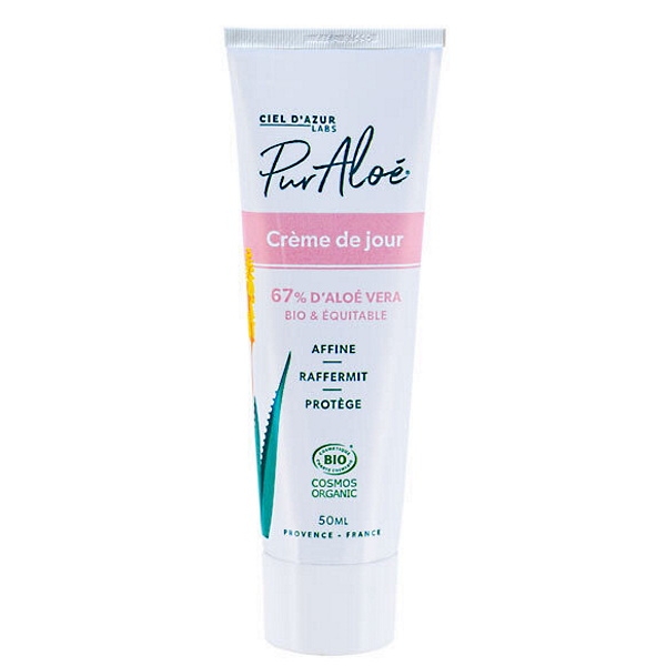 Crème visage l Aloe Vera 50ml Pur Aloe - 67% d'aloe vera pur - de jour bio