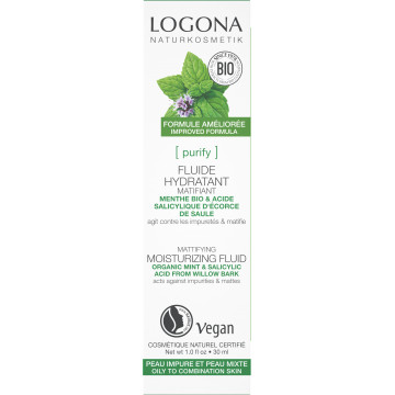 Fluide hydratant et matifiant menthe bio et acide salicylique 30ml - Logona