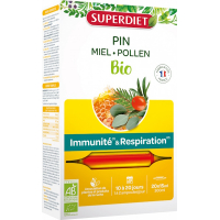 Pin Miel Pollen Immunité et Respiration Bio 20 ampoules - Super Diet Aromatic provence