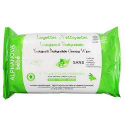 60 Lingettes nettoyantes à l'huile d'olive vierge bio - Alphanova