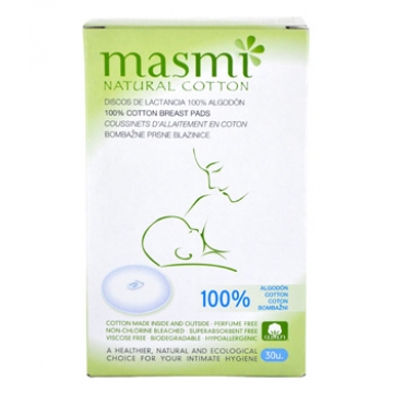 30 Coussinets d'allaitement 100% coton biologique - Masmi