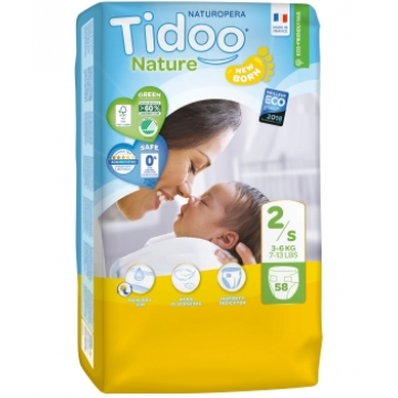 58 Couches Jumbo Pack (T2/S) 3/6kg - Tidoo