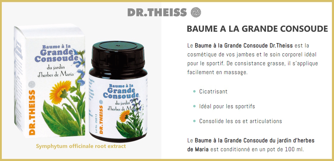 le baume à la grande consoude dr theiss est un baume de massage des articulations sensibles et des muscles endoloris